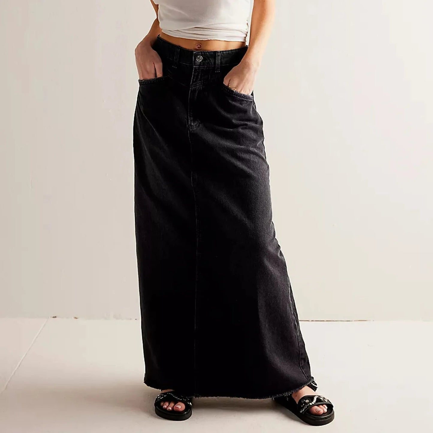 Falda Maxi Mujer Vaquera Elegante Ajuste Amplio