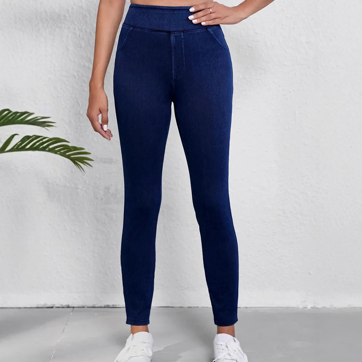 Pantalones Mujer de Tiro Alto y Tejido Elástico