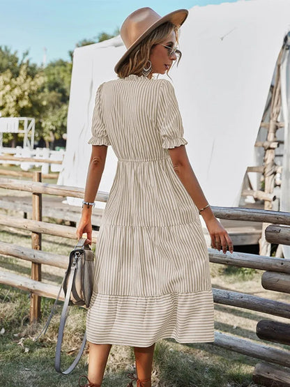 Vestido Mujer Elegante Cuello en V Ajuste Clásico
