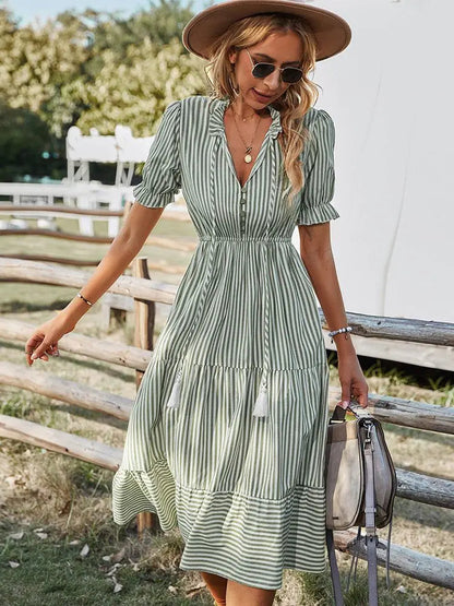 Vestido Mujer Elegante Cuello en V Ajuste Clásico