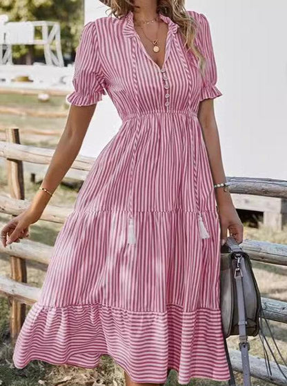 Vestido Mujer Elegante Cuello en V Ajuste Clásico