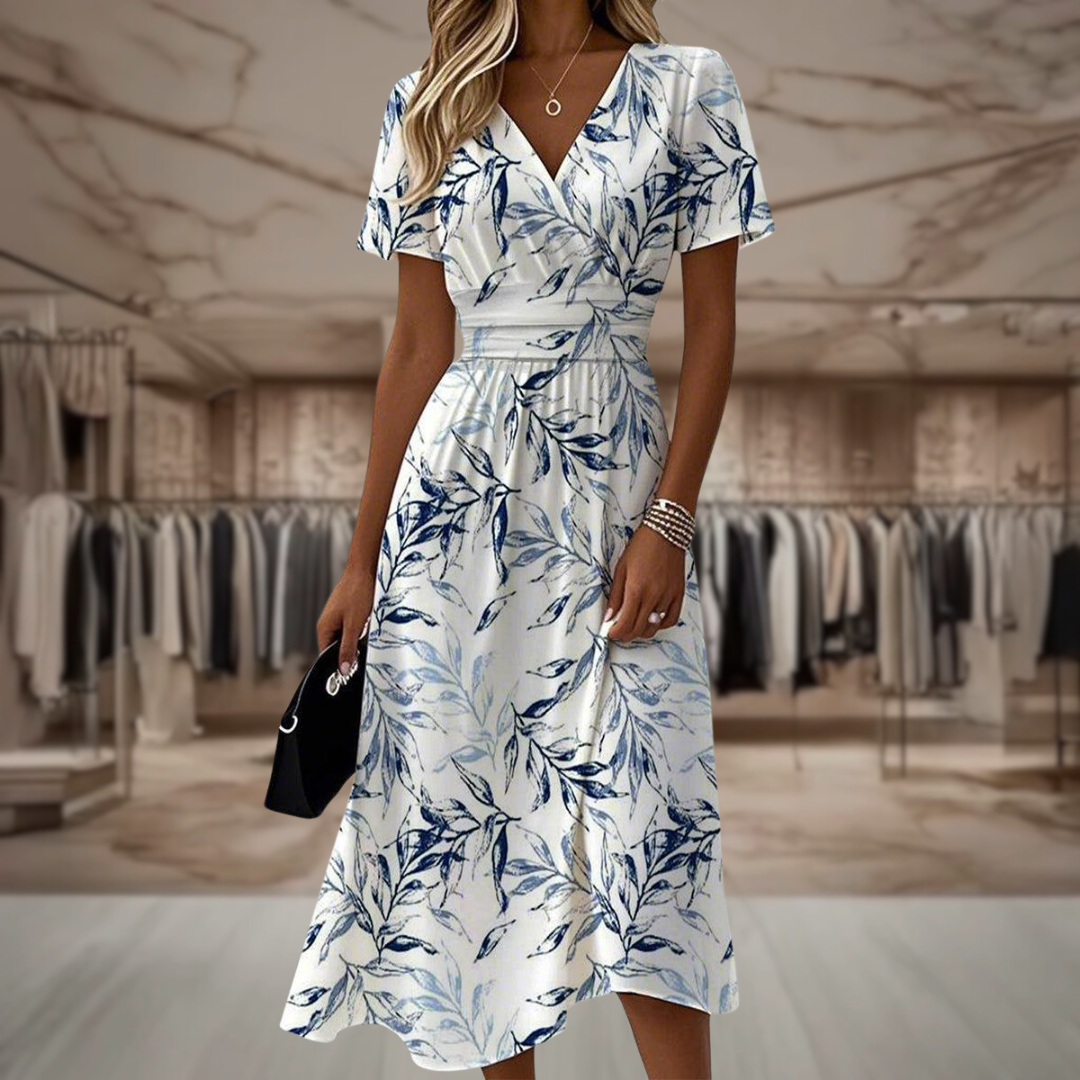 Vestido Floral Mujer con Cintura Elástica Ajuste Elegante - Mavetta