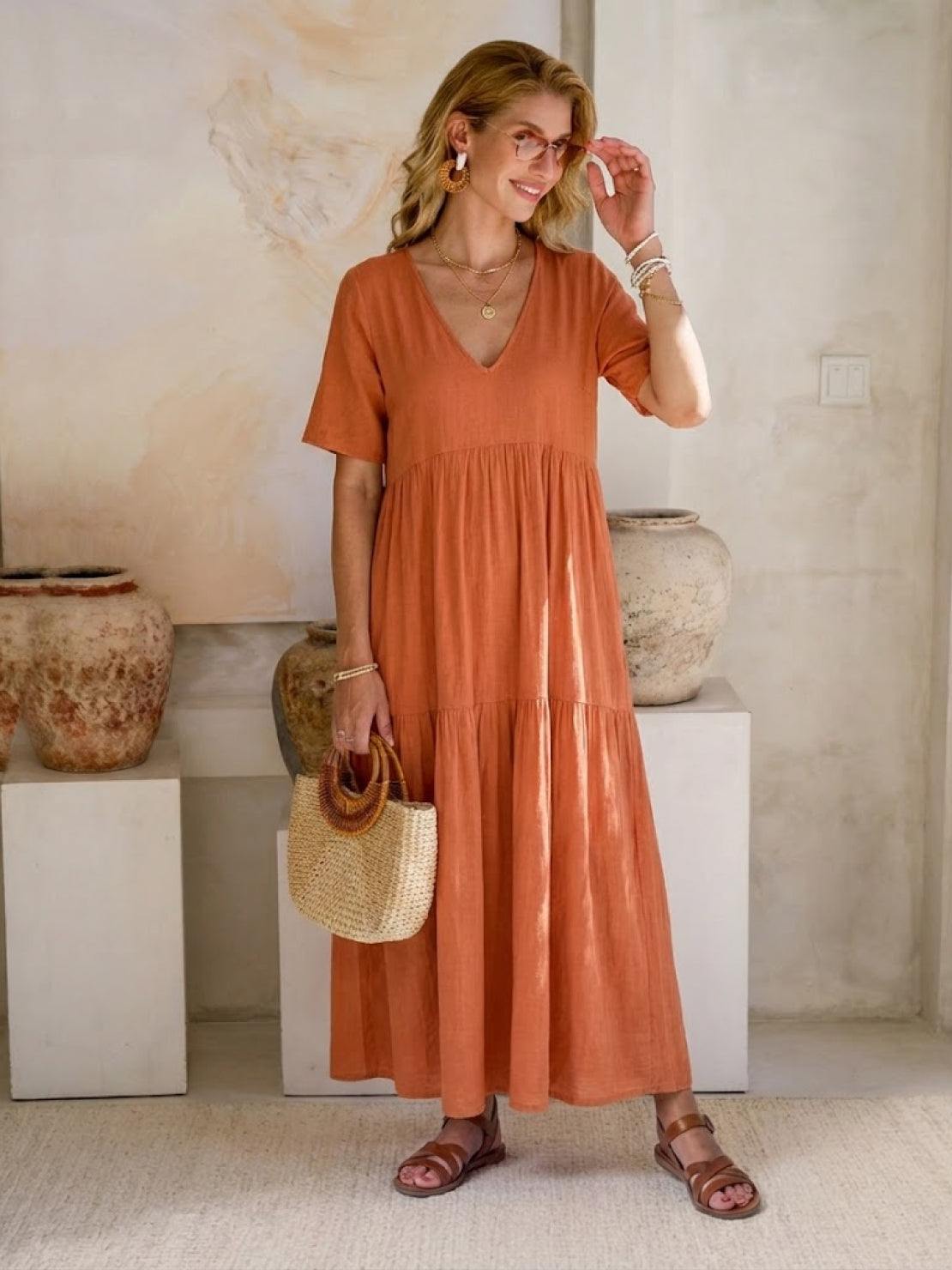 Isabella | Vestido Largo Bohemio de Cuello en V para Mujer, Ideal para Verano 1