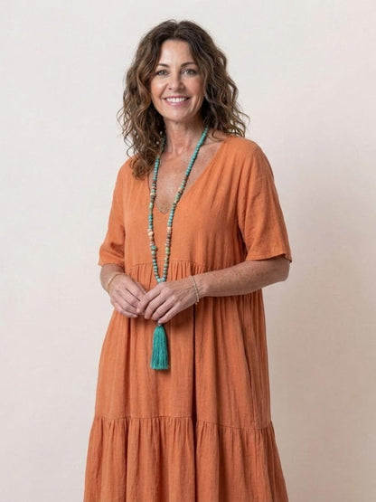 Isabella | Vestido Largo Bohemio de Cuello en V para Mujer, Ideal para Verano 4