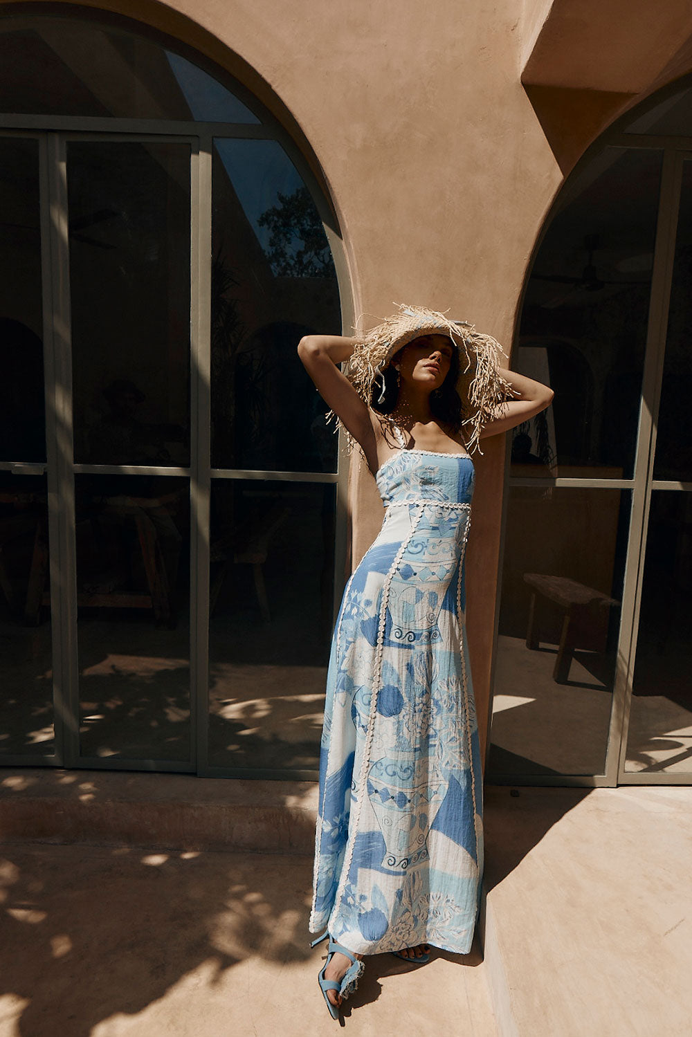 Vestido Largo Mujer de Tela Mediterránea Estilo Elegante