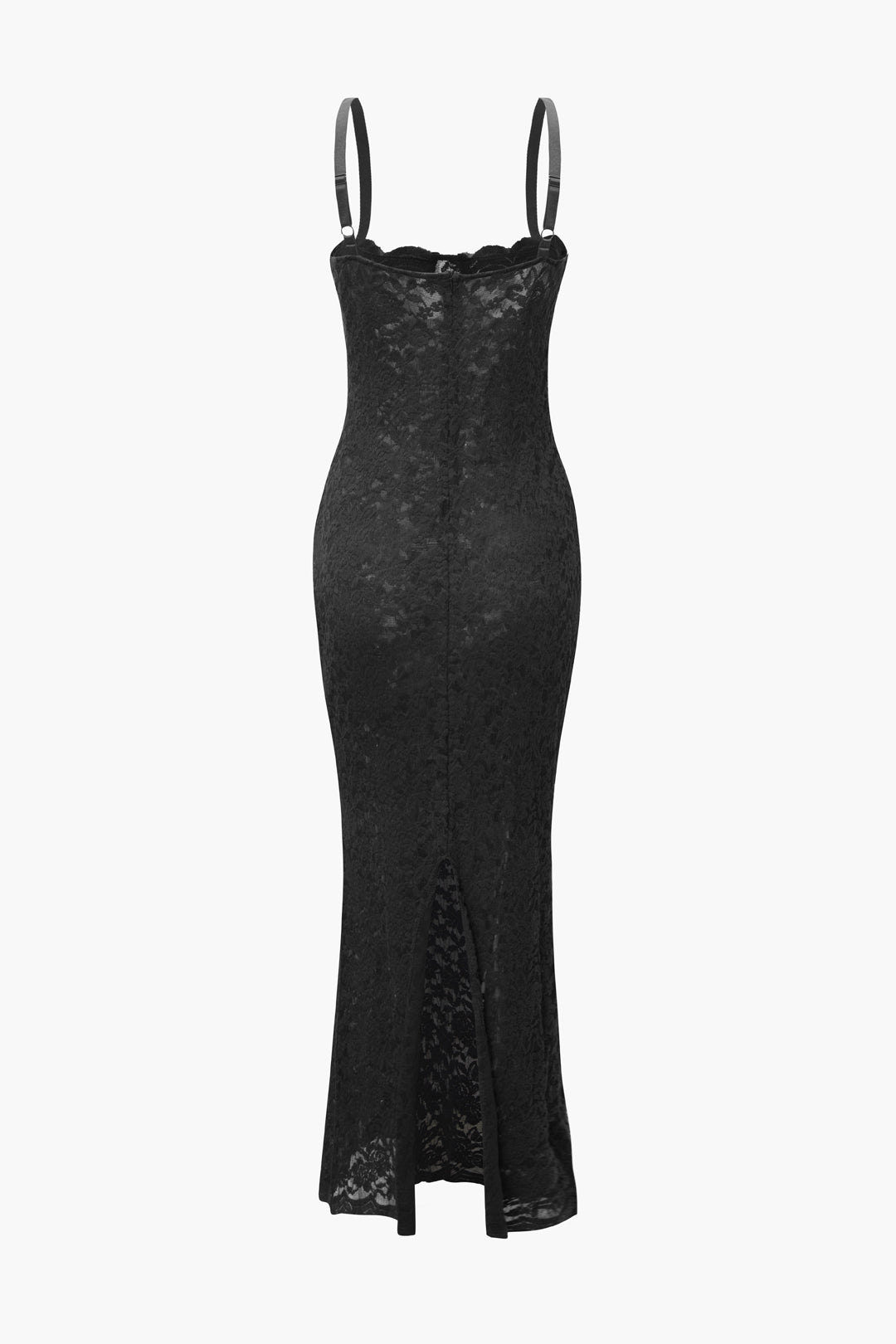 Vestido Largo Mujer de Encaje Semitransparente Ajuste Elegante