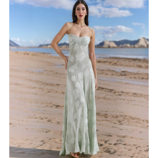 Vestido Largo Mujer de Satén Tirantes Finos Elegante - Mavetta