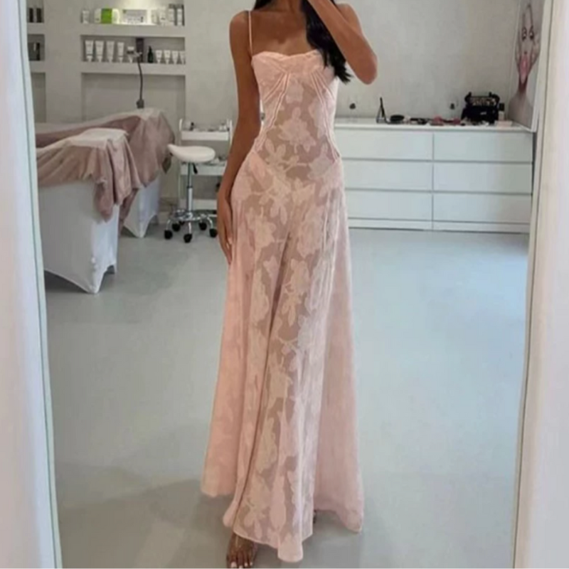 Vestido Largo Mujer de Satén Tirantes Finos Elegante
