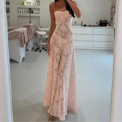 Vestido Largo Mujer de Satén Tirantes Finos Elegante