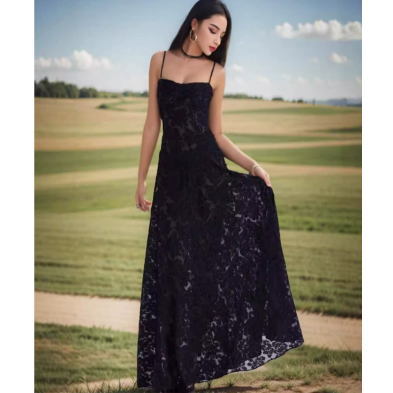 Vestido Largo Mujer de Satén Tirantes Finos Elegante