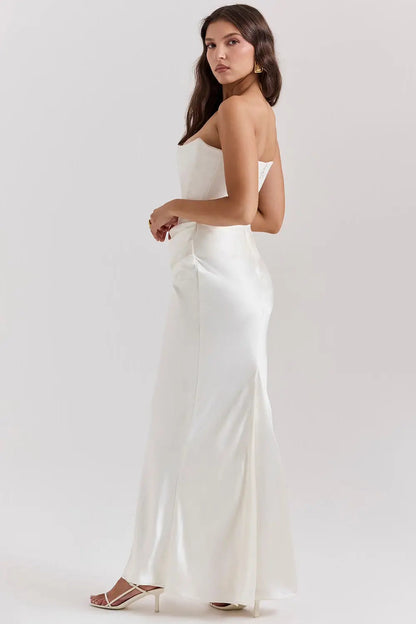 Vestido Largo Mujer de Satén Estilo Elegante