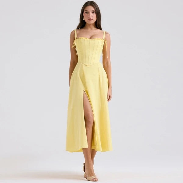 Vestido Midi Mujer con Corsé Elegante para Fiesta - Mavetta