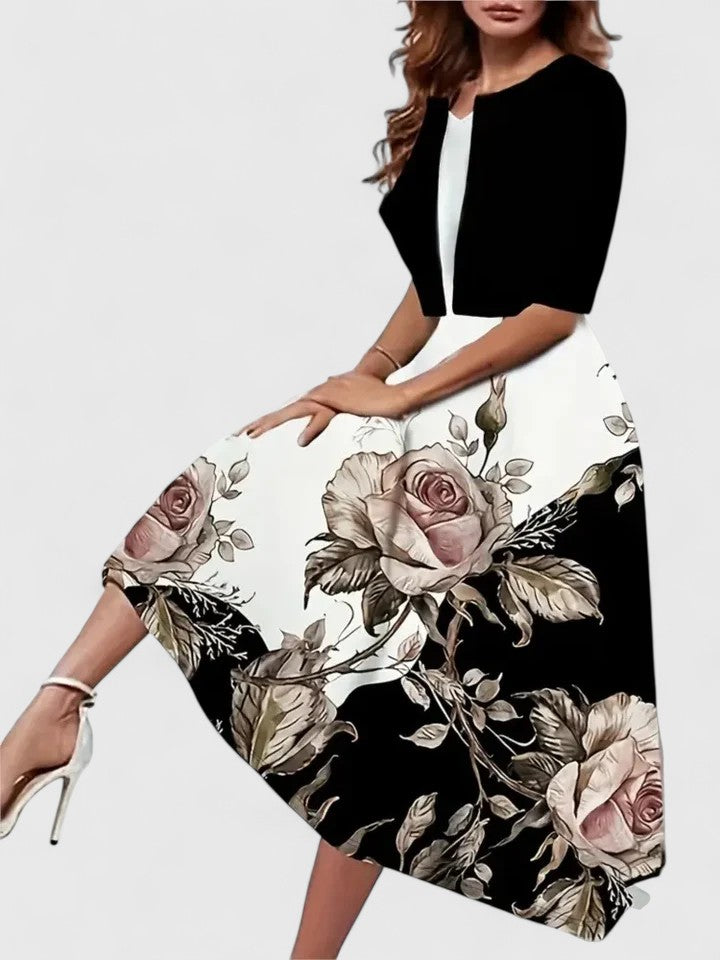 Isabella | Vestido Midi Floral de Manga Tres Cuartos para Mujer 2