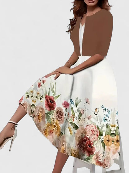 Isabella | Vestido Midi Floral de Manga Tres Cuartos para Mujer 4