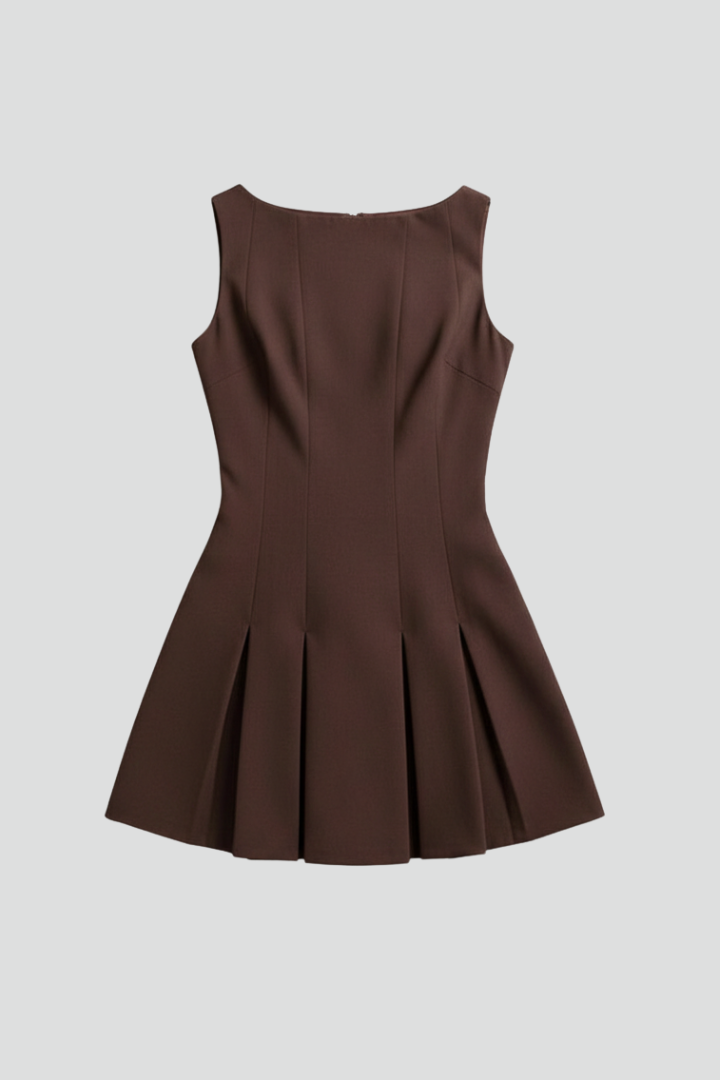 Vestido Mujer Sin Mangas Falda Plisada Estilo Fiesta
