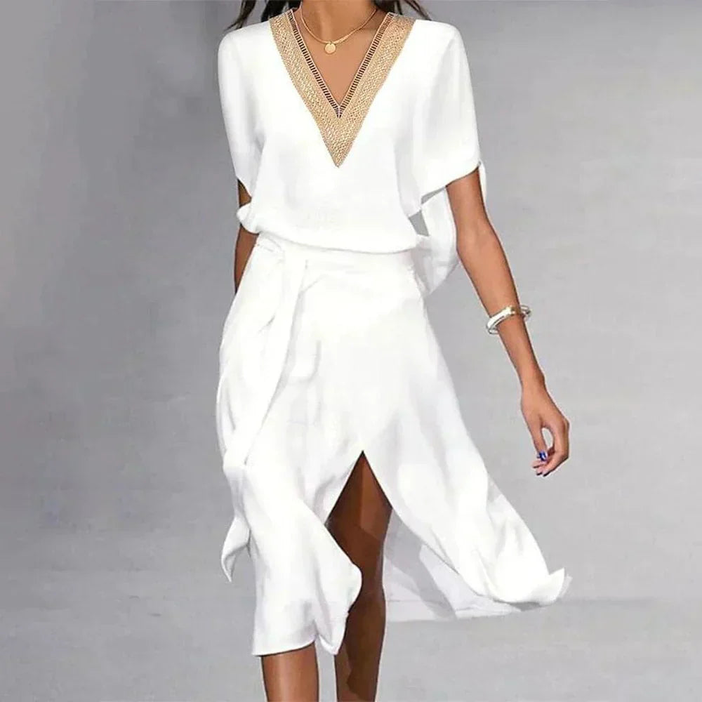 Vestido midi mujer cruzado escote en v - Mavetta