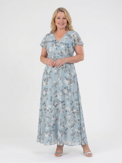 Vestido maxi mujer de gasa floral estilo fresco elegante - Mavetta