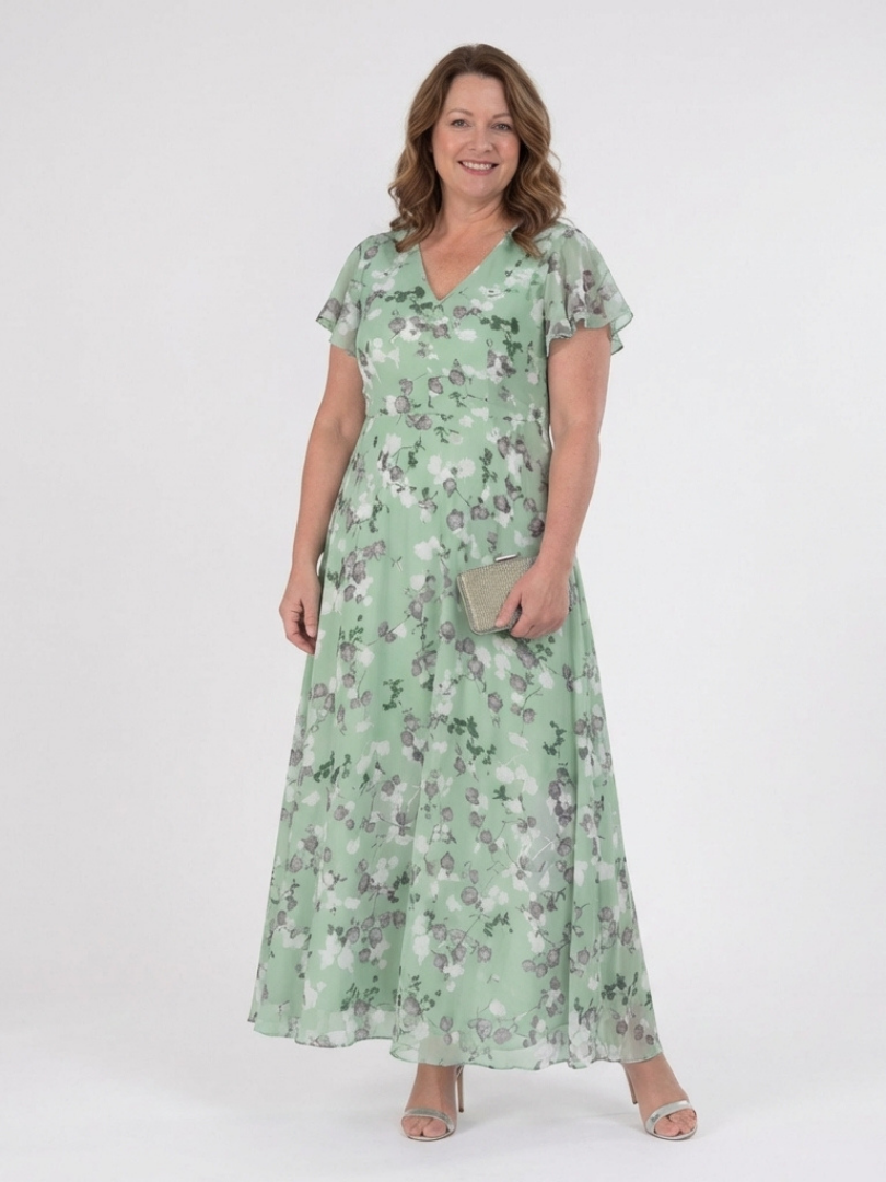 Vestido maxi mujer de gasa floral estilo fresco elegante