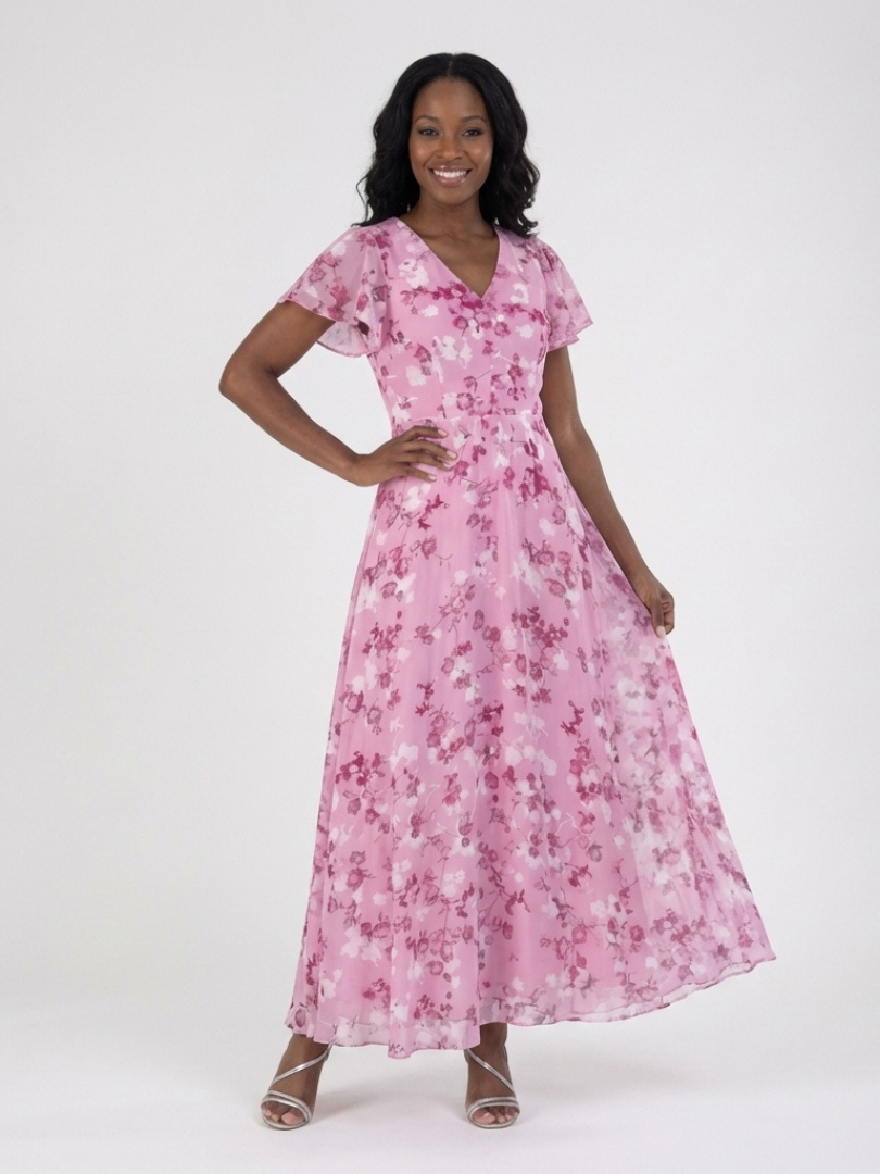 Vestido maxi mujer de gasa floral estilo fresco elegante