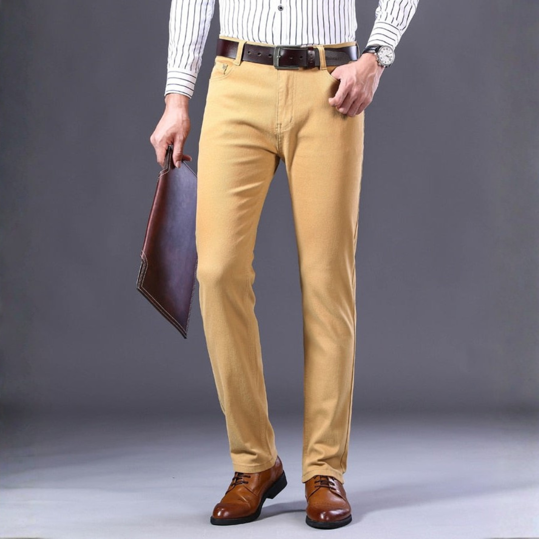 Pantalones Chinos Hombre Algodón Corte Recto Trabillas Bolsillos - Mavetta