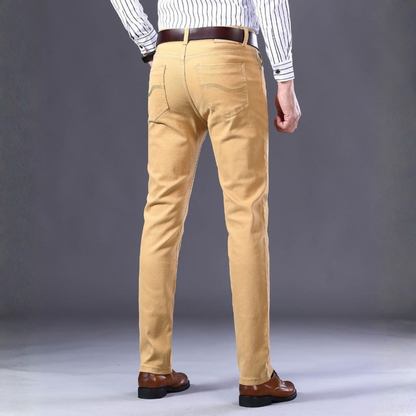 Pantalones Chinos Hombre Algodón Corte Recto Trabillas Bolsillos