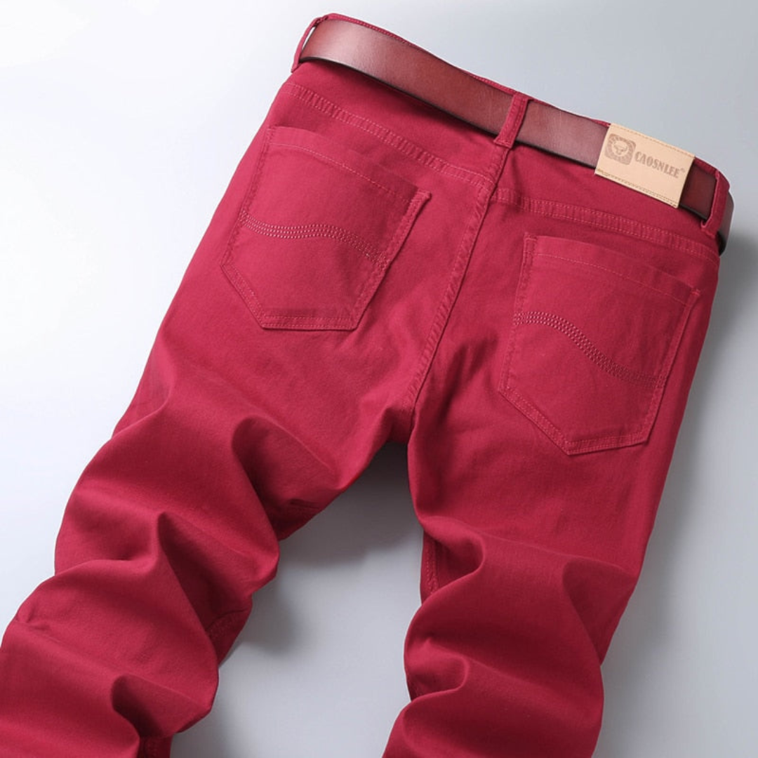 Pantalones Chinos Hombre Algodón Corte Recto Trabillas Bolsillos