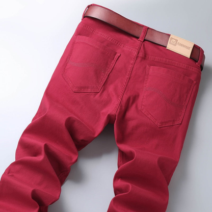 Pantalones Chinos Hombre Algodón Corte Recto Trabillas Bolsillos