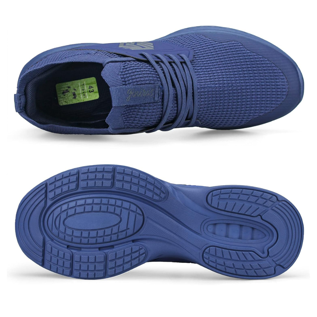 Zapatillas Running Hombre Tejido Knit Cordones Suela Acolchada