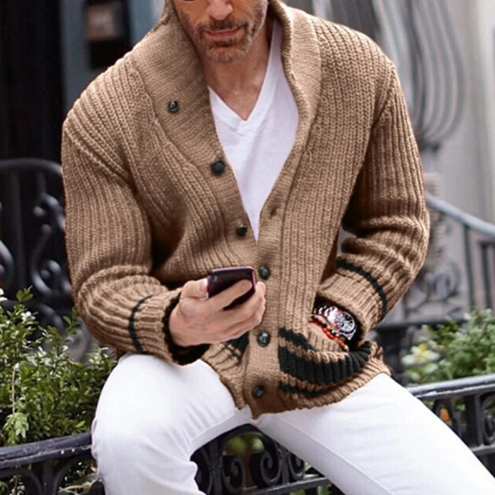 Cárdigan Hombre Invierno de Punto Suave Ajuste Clásico