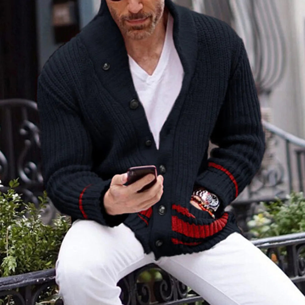 Cárdigan Hombre Invierno de Punto Suave Ajuste Clásico