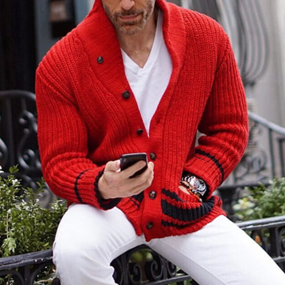 Cárdigan Hombre Invierno de Punto Suave Ajuste Clásico