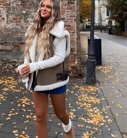 Chaleco Mujer de Invierno con Cuello Amplio y Diseño Moderno