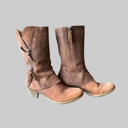 Botas Mujer Tacón Bajo Hasta Pantorrilla Estilo Elegante - Mavetta