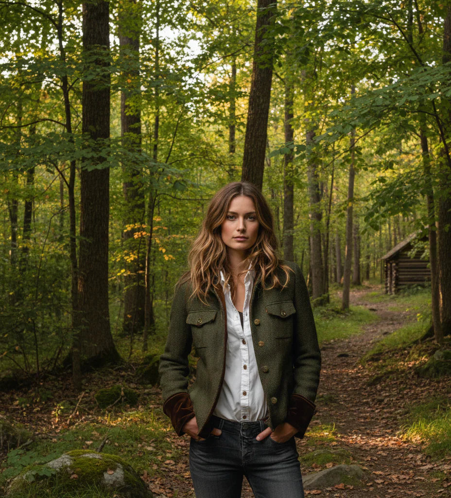 Chaqueta Mujer Elegante con Detalles de Terciopelo