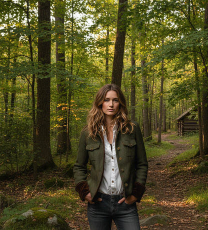 Chaqueta Mujer Elegante con Detalles de Terciopelo
