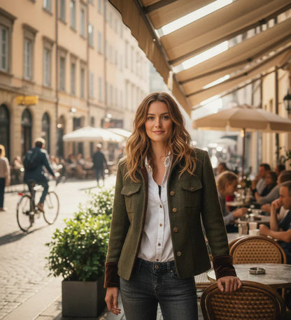 Chaqueta Mujer Elegante con Detalles de Terciopelo