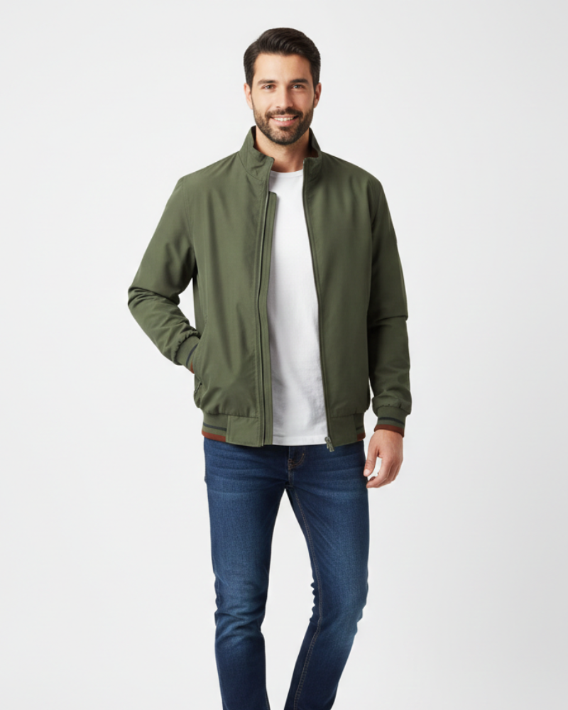 Chaqueta Bomber Hombre Poliéster Reversible Cuello Alto Cremallera