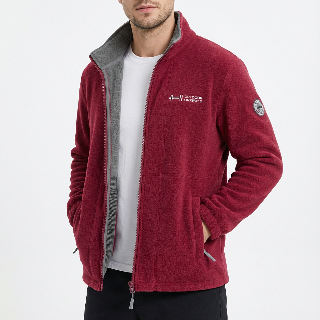 Chaqueta Outdoor Hombre con Cremallera Completa y Ajuste Regular