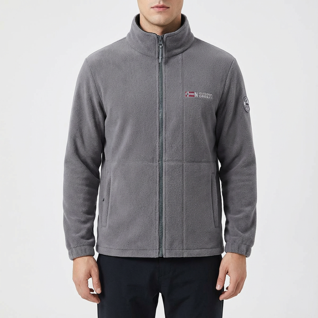 Chaqueta Outdoor Hombre con Cremallera Completa y Ajuste Regular