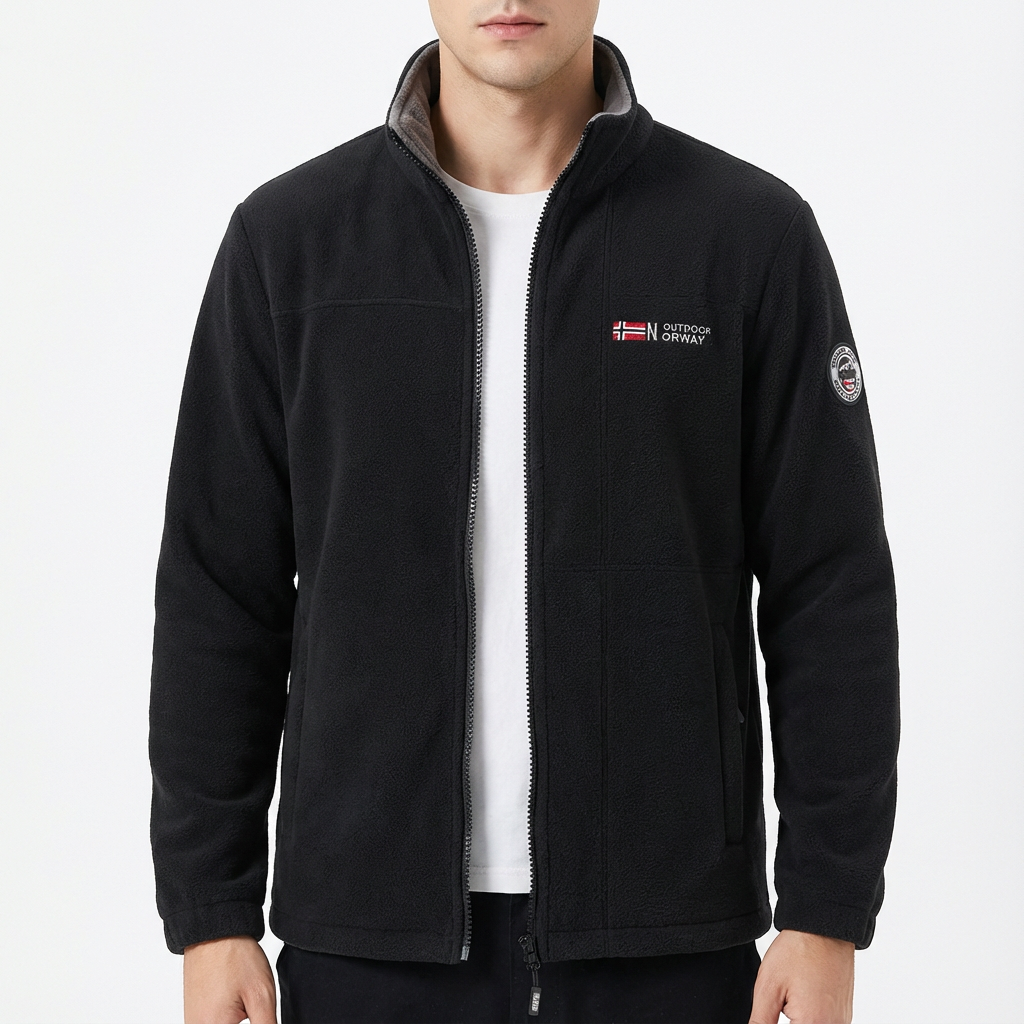 Chaqueta Outdoor Hombre con Cremallera Completa y Ajuste Regular