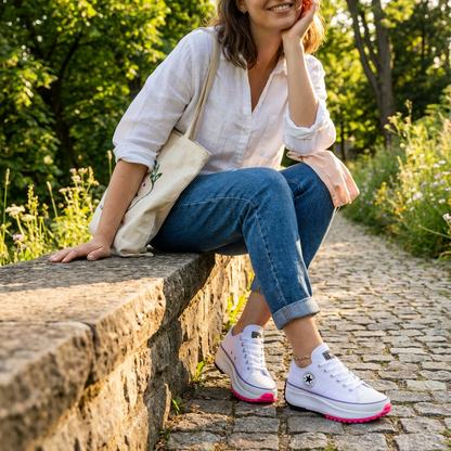 Zapatillas Plataforma Mujer con Cordones y Suela Elevada