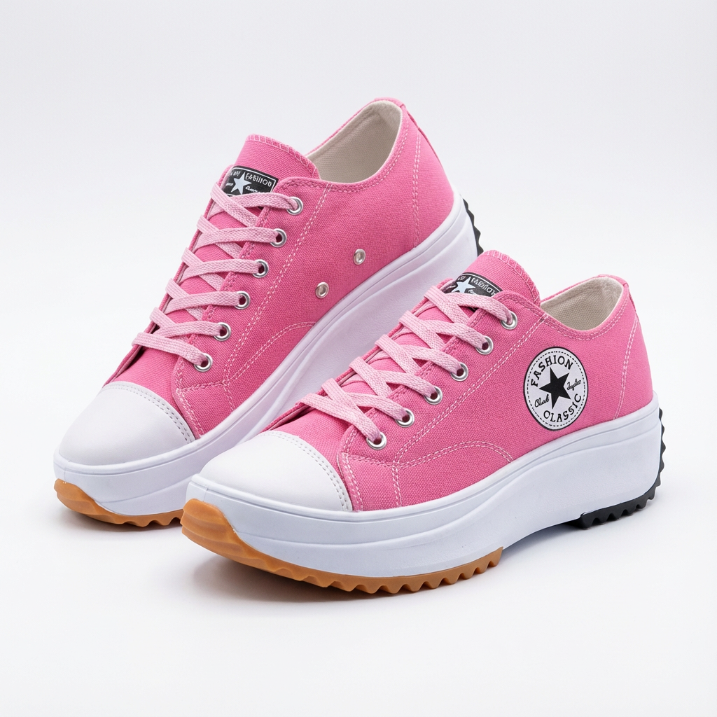 Zapatillas Plataforma Mujer con Cordones y Suela Elevada
