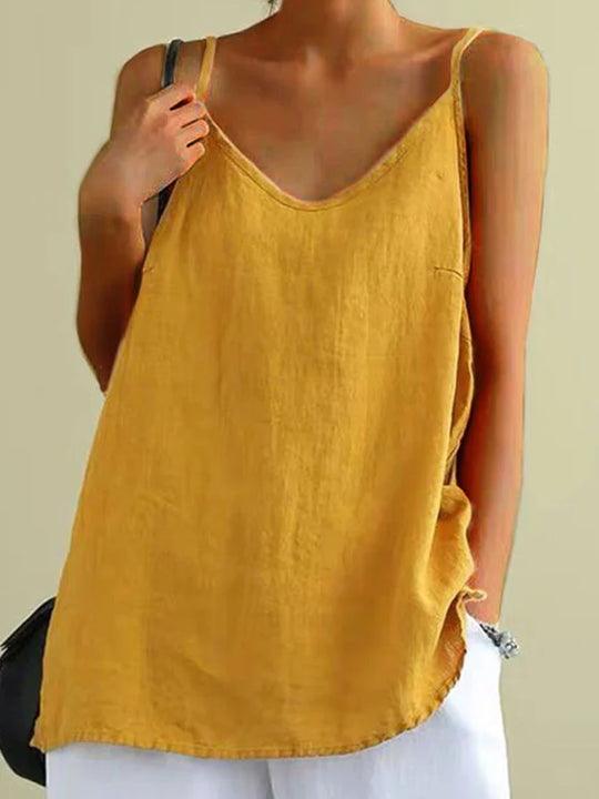 Camiseta Tirantes Mujer Algodón Escote en V Corte Holgado