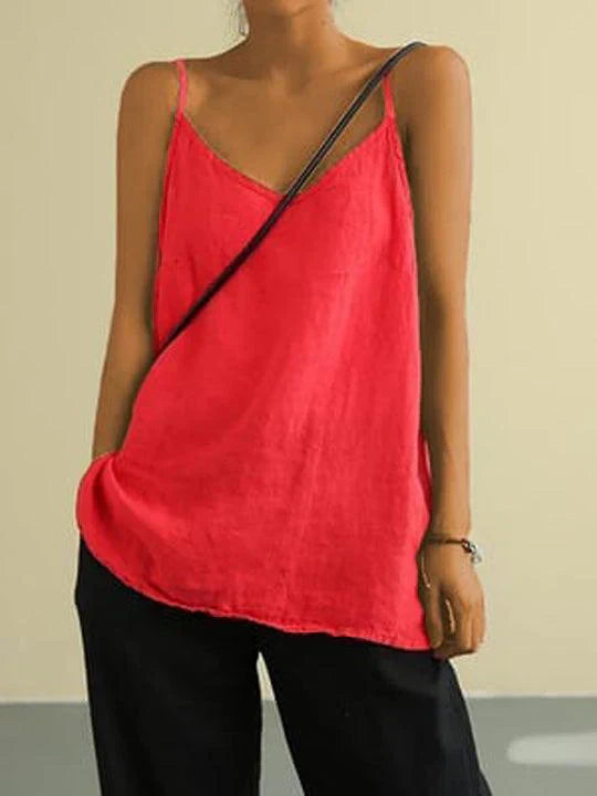 Camiseta Tirantes Mujer Algodón Escote en V Corte Holgado
