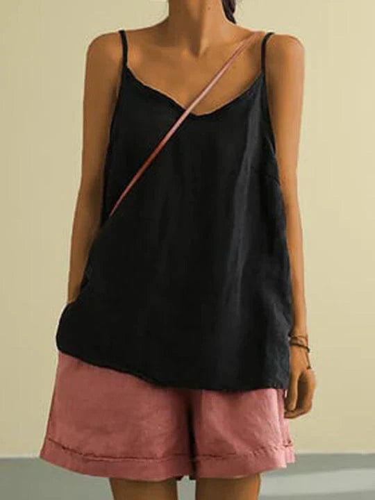 Camiseta Tirantes Mujer Algodón Escote en V Corte Holgado