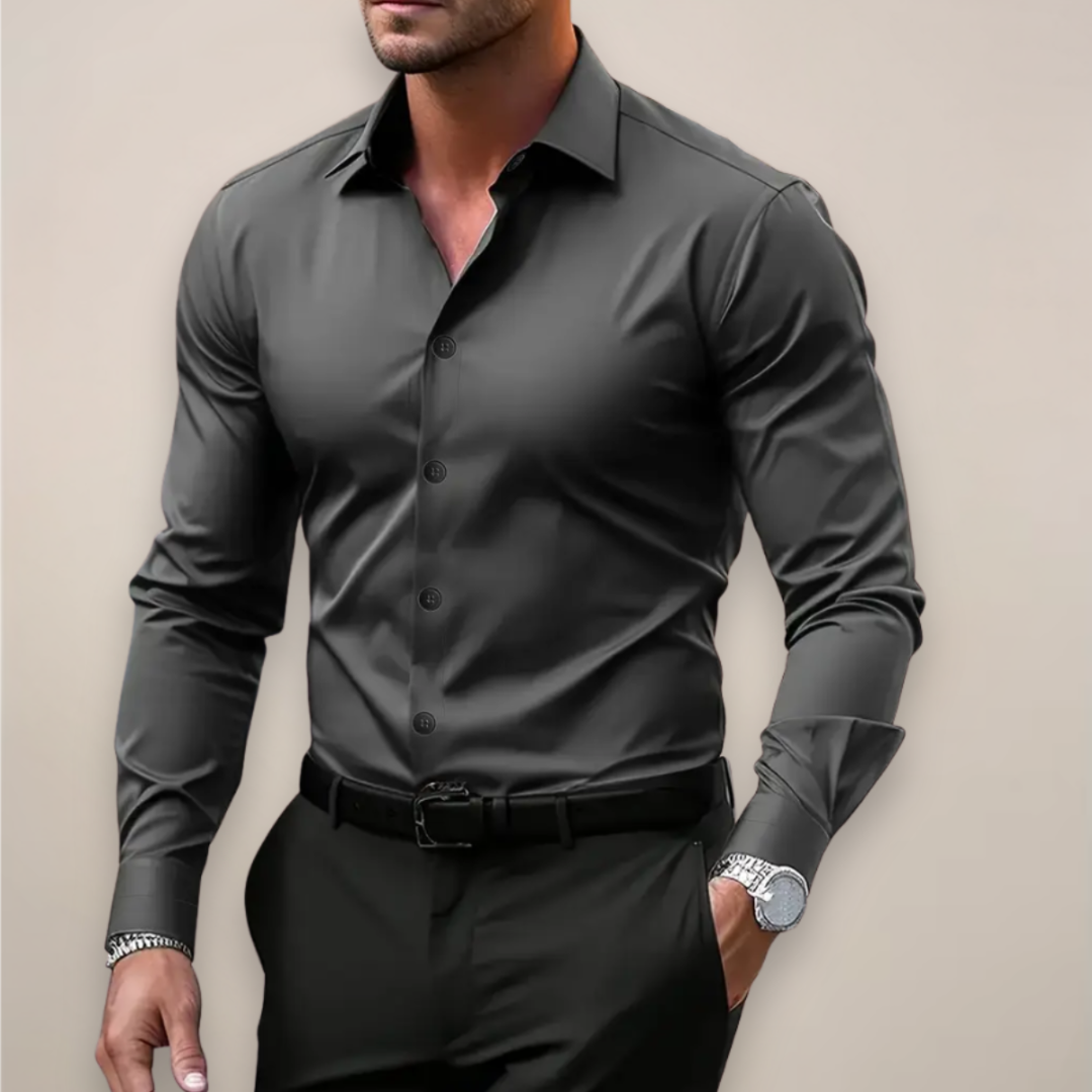 Camisa Vestir Hombre Algodón Manga Larga Cuello Clásico - Mavetta