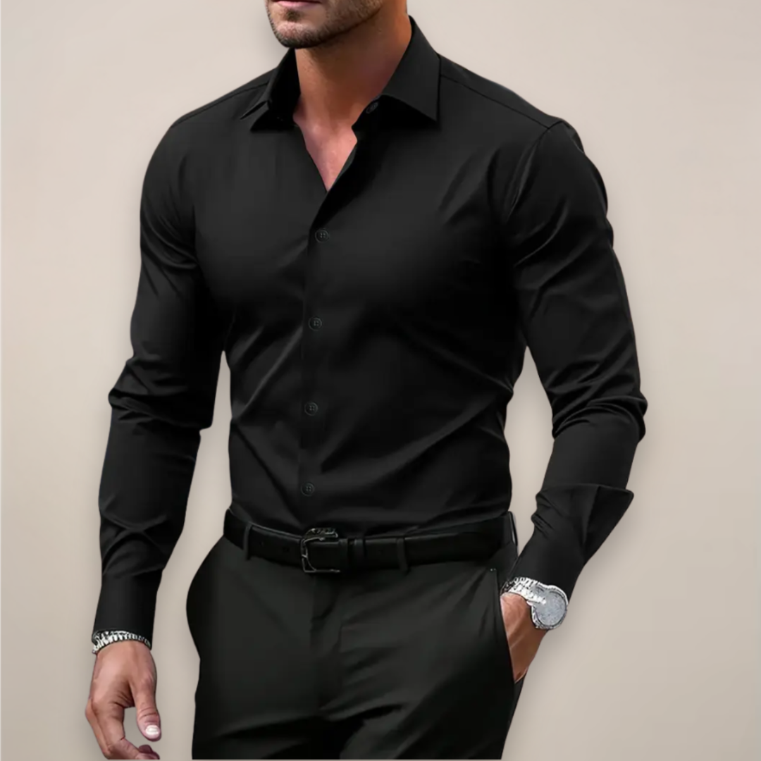 Camisa Vestir Hombre Algodón Manga Larga Cuello Clásico