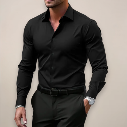 Camisa Vestir Hombre Algodón Manga Larga Cuello Clásico