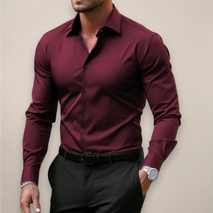 Camisa Vestir Hombre Algodón Manga Larga Cuello Clásico