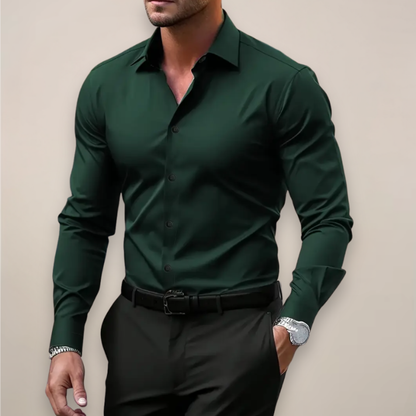 Camisa Vestir Hombre Algodón Manga Larga Cuello Clásico